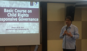 DAP President Antonio D. Kalaw Jr. welcomes participants in the Basic Course on Child Rights-Responsive Governance. 