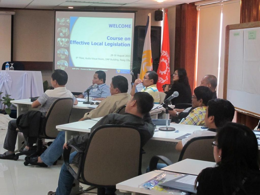 Officials and employees of local government units are shown here attending one of the training courses offered by the DAP, the Course on Effective Local Legislation, in the past. Enrolment for the 2016 courses is now open. 