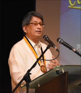 President Tony Kalaw welcomes guests and graduates of the MPM-DevSec. (Photo by Ped Garcia) 