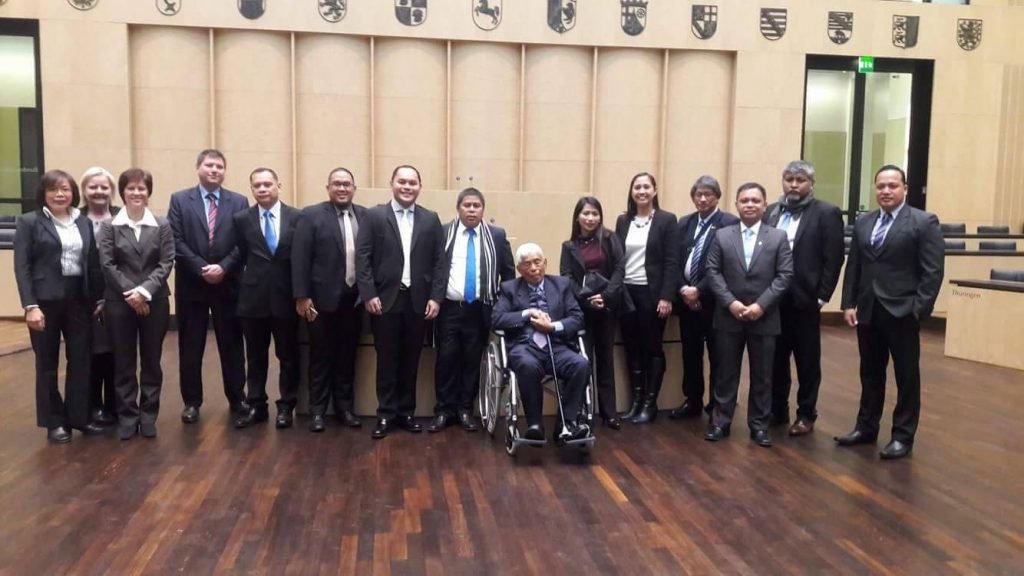 DAP President Antonio Kalaw Jr. (fourth from right) and his team are shown with the group of former Senate President Nene Pimentel (seated on wheelchair) during their trip to the German Bundesrat. 
